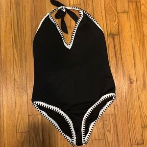 Women’s Black White One Piece Bathing Suit XL